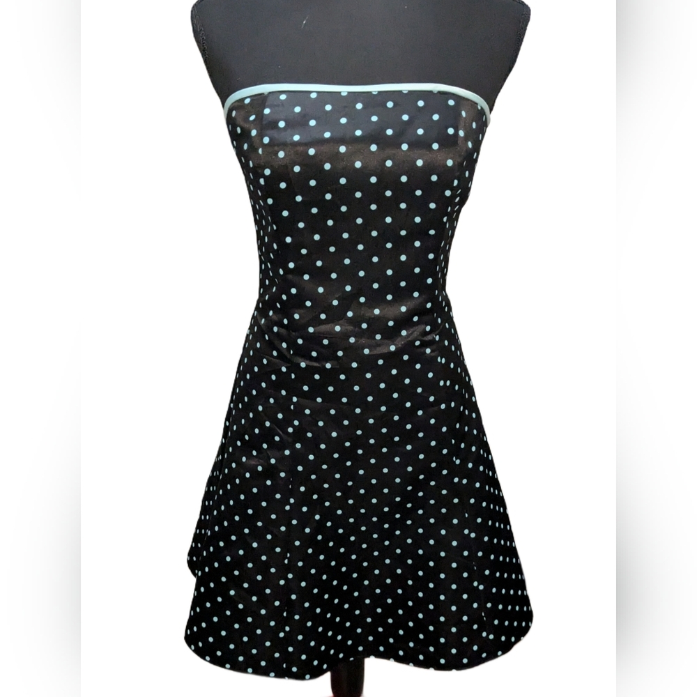 Gunne Sax by Jessica Mclintoch 80s strapless polka dot dress, vintage